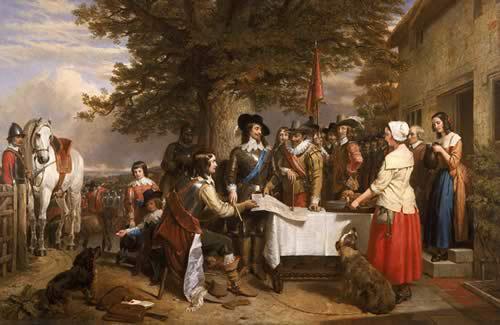 Charles landseer,R.A. Oil on canvas painting of Charles I holding a council of war at Edgecote on the day before the Battle of Edgehill France oil painting art